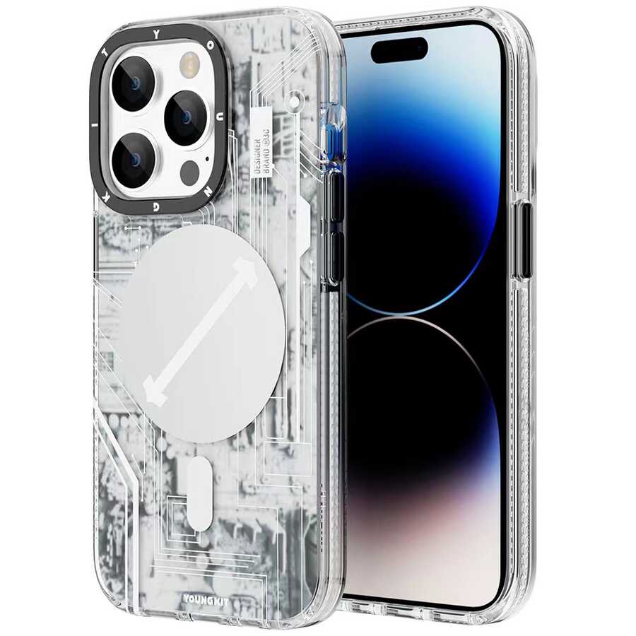 Apple iPhone 14 Pro Uyumlu Kılıf M-safe Şarj Özellikli YoungKit Technology Serisi Kapak