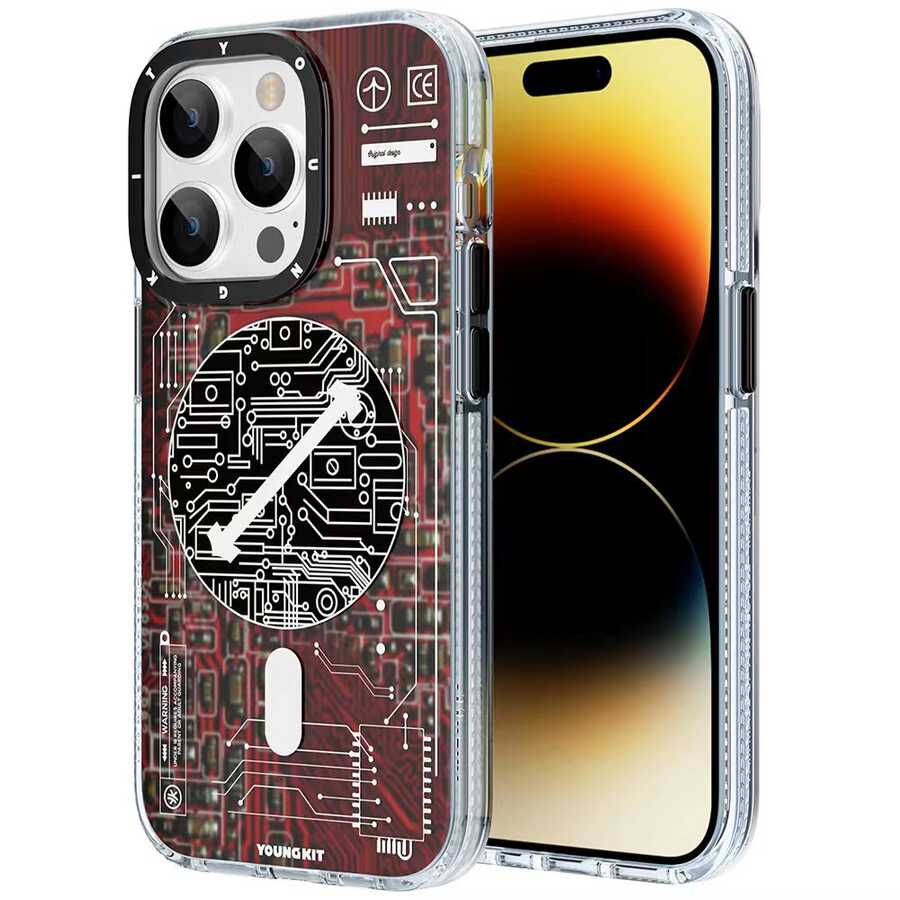 Apple iPhone 14 Pro Max Uyumlu Kılıf M-safe Şarj Özellikli YoungKit Technology Serisi Kapak