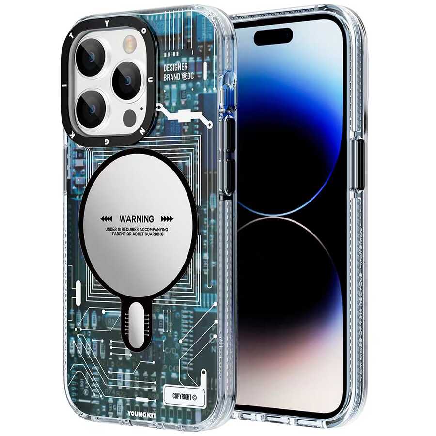 Apple iPhone 14 Pro Max Uyumlu Kılıf M-safe Şarj Özellikli YoungKit Technology Serisi Kapak