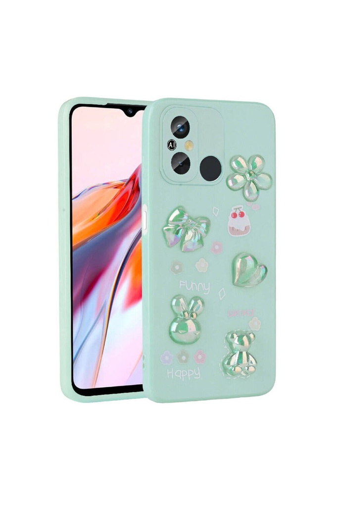 Xiaomi Redmi 12C Uyumlu Kılıf Kabartma Figürlü Parlak Zore Toys Silikon Kapak