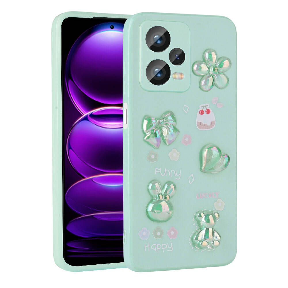 Xiaomi Redmi Note 12 4G Uyumlu Kılıf Kabartma Figürlü Parlak Zore Toys Silikon Kapak