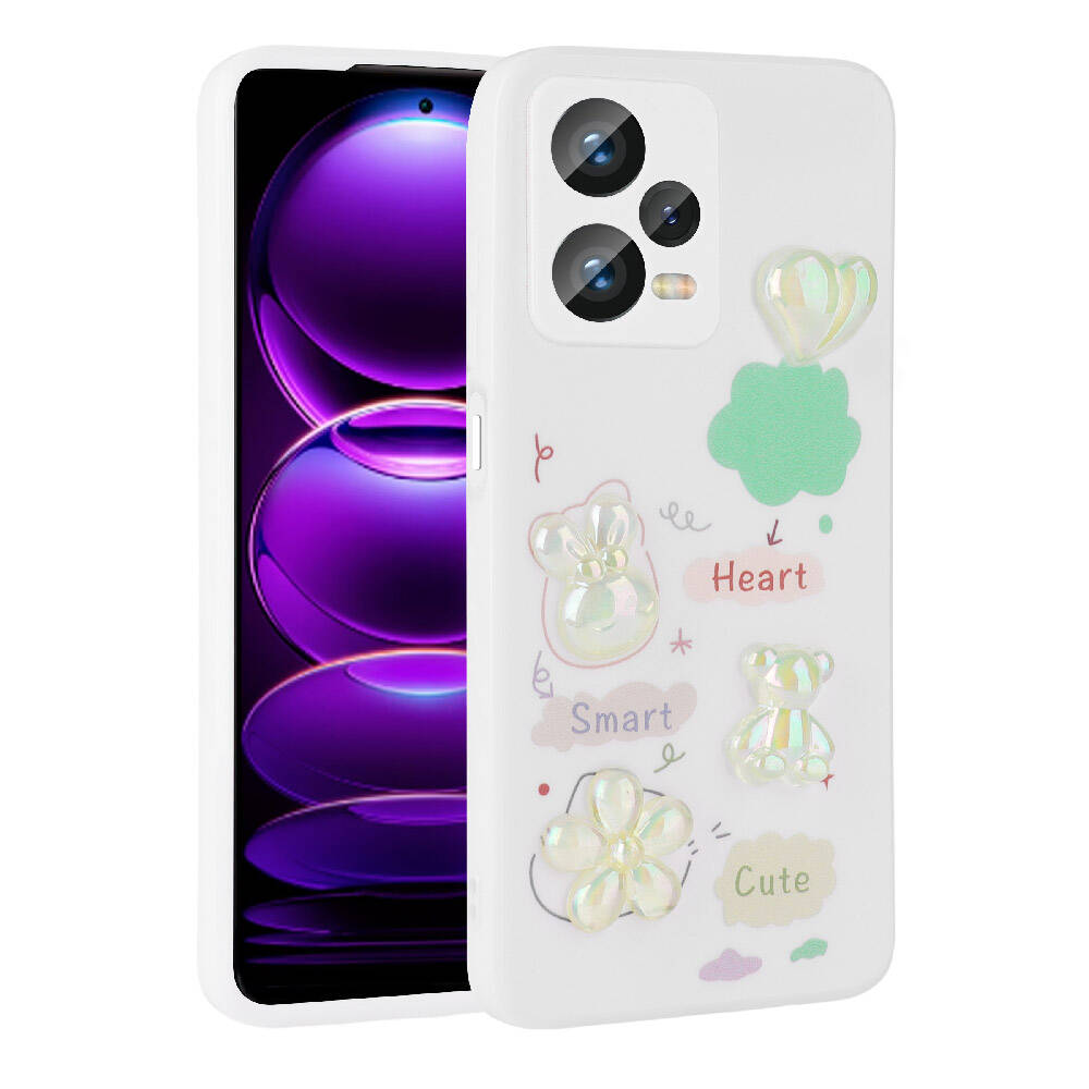 Xiaomi Redmi Note 12 4G Uyumlu Kılıf Kabartma Figürlü Parlak Zore Toys Silikon Kapak