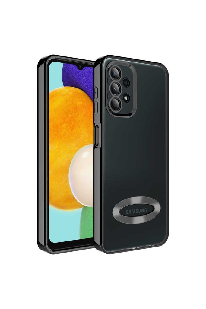 [RNZ-TA82373] Samsung Galaxy A23 Uyumlu Kılıf Kamera Korumalı Logo Gösteren Zore Omega Kapak (Siyah)