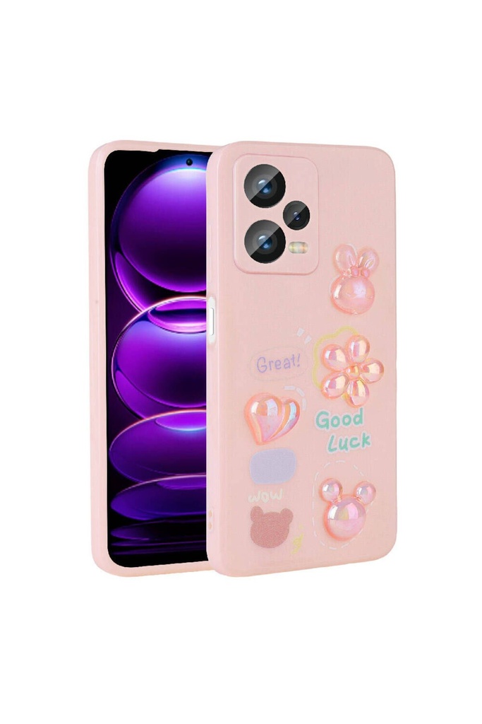 Xiaomi Redmi Note 12 4G Uyumlu Kılıf Kabartma Figürlü Parlak Zore Toys Silikon Kapak