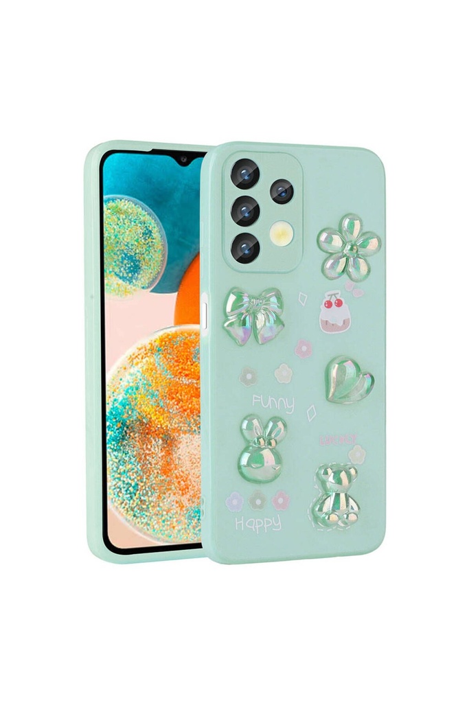 Samsung Galaxy A13 4G Uyumlu Kılıf Kabartma Figürlü Parlak Zore Toys Silikon Kapak