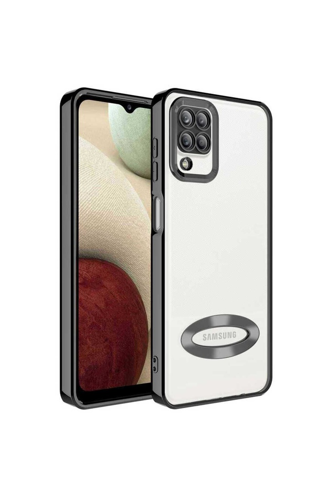 [RNZ-TA82405] Samsung Galaxy A12 Uyumlu Kılıf Kamera Korumalı Logo Gösteren Zore Omega Kapak (Siyah)