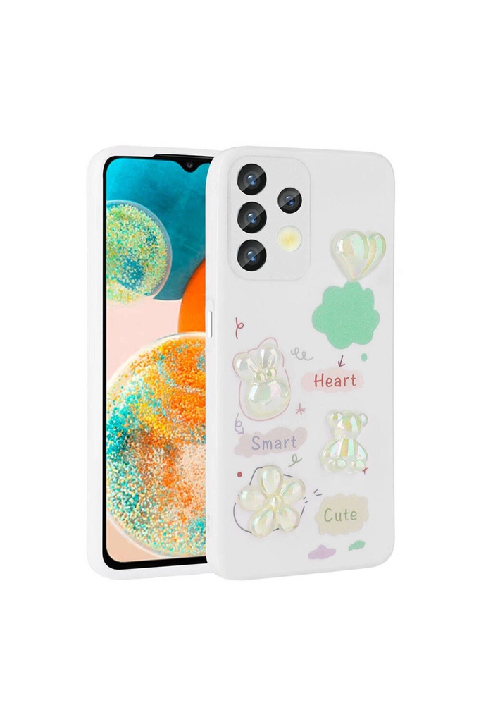 Samsung Galaxy A13 4G Uyumlu Kılıf Kabartma Figürlü Parlak Zore Toys Silikon Kapak