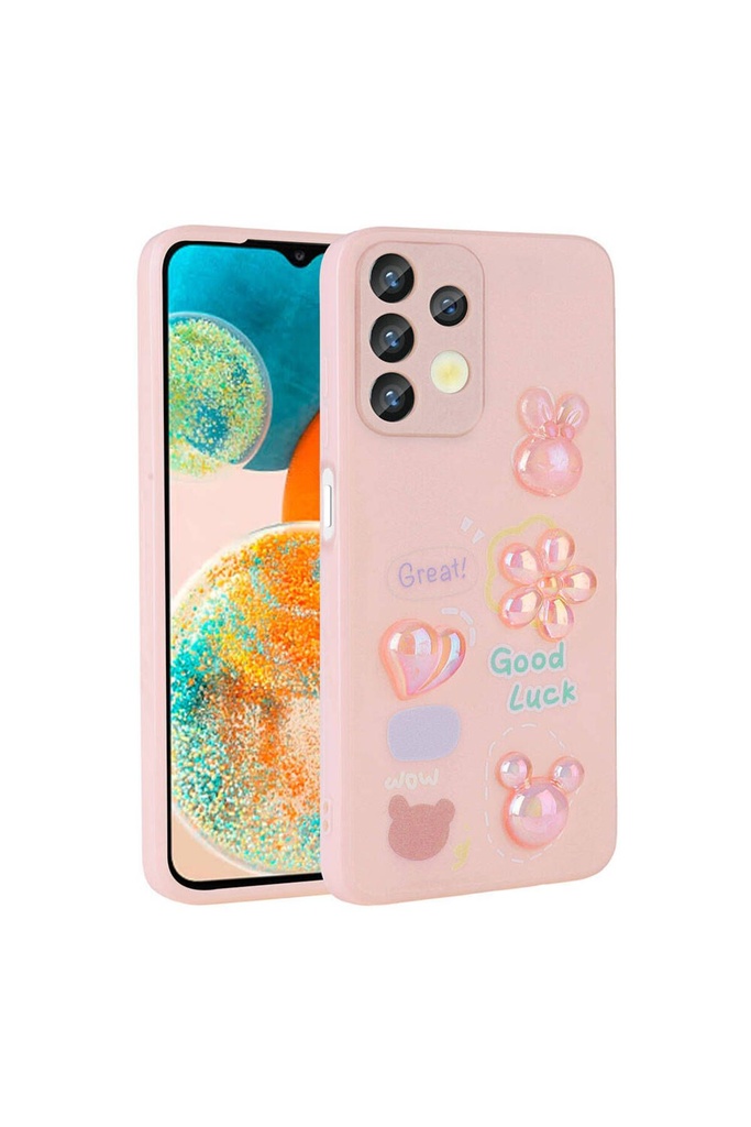 Samsung Galaxy A13 4G Uyumlu Kılıf Kabartma Figürlü Parlak Zore Toys Silikon Kapak