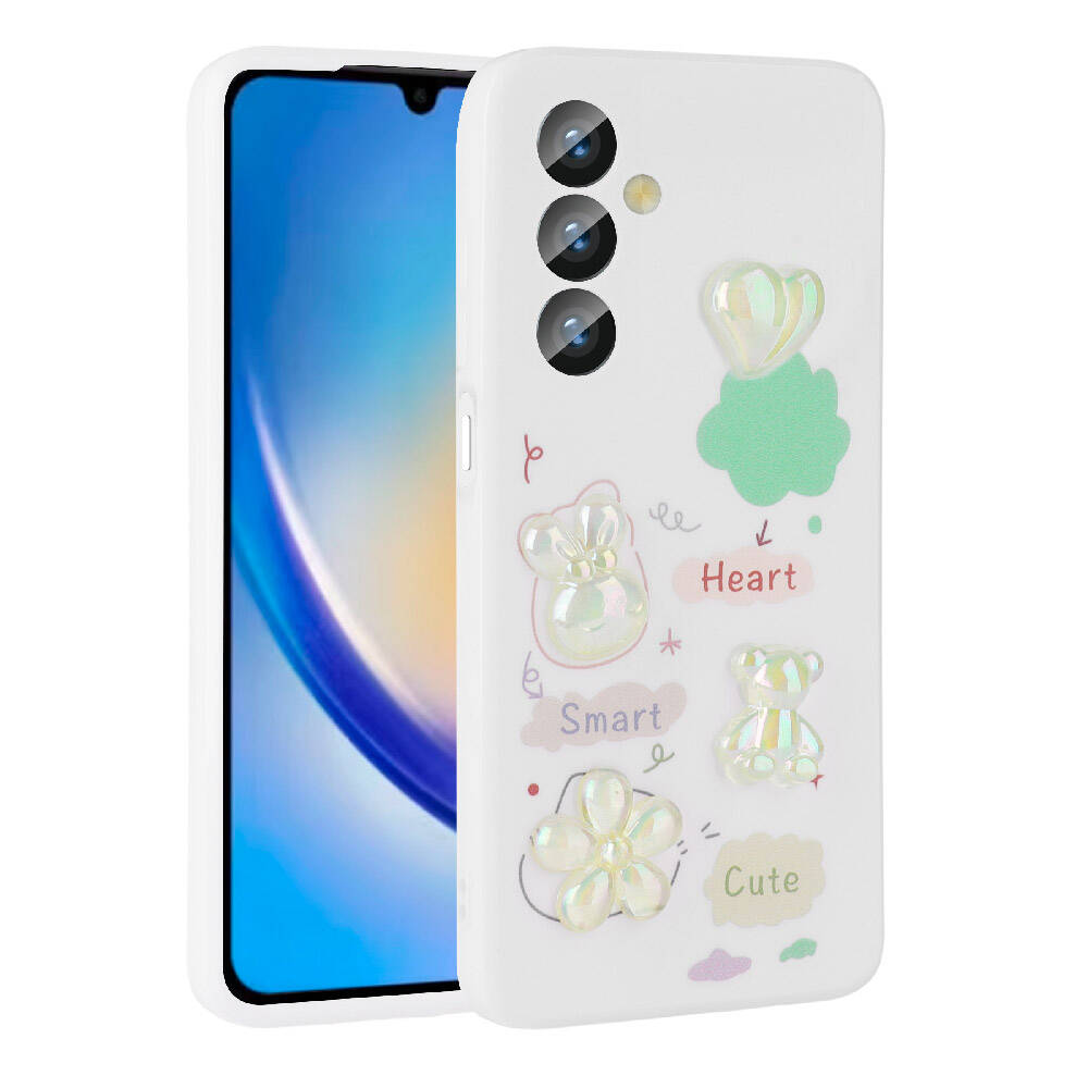 Samsung Galaxy A34 Uyumlu Kılıf Kabartma Figürlü Parlak Zore Toys Silikon Kapak