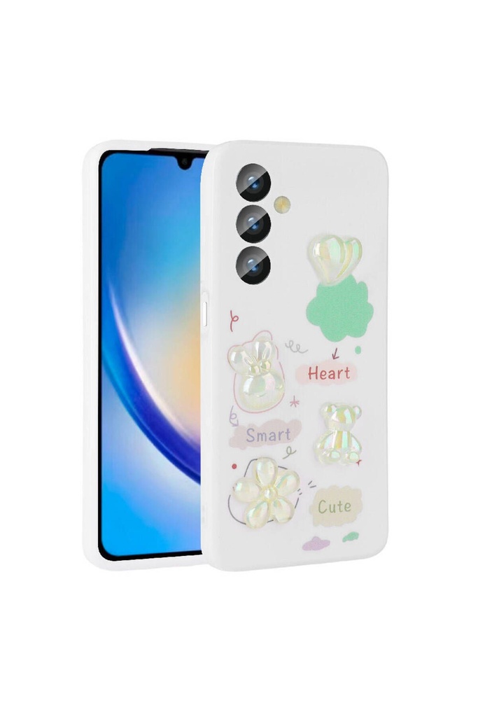 Samsung Galaxy A34 Uyumlu Kılıf Kabartma Figürlü Parlak Zore Toys Silikon Kapak