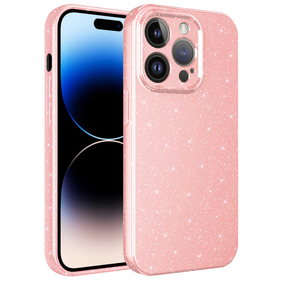 Apple iPhone 14 Pro Max Uyumlu Kılıf Kamera Korumalı Simli Lüks Zore Koton Kapak