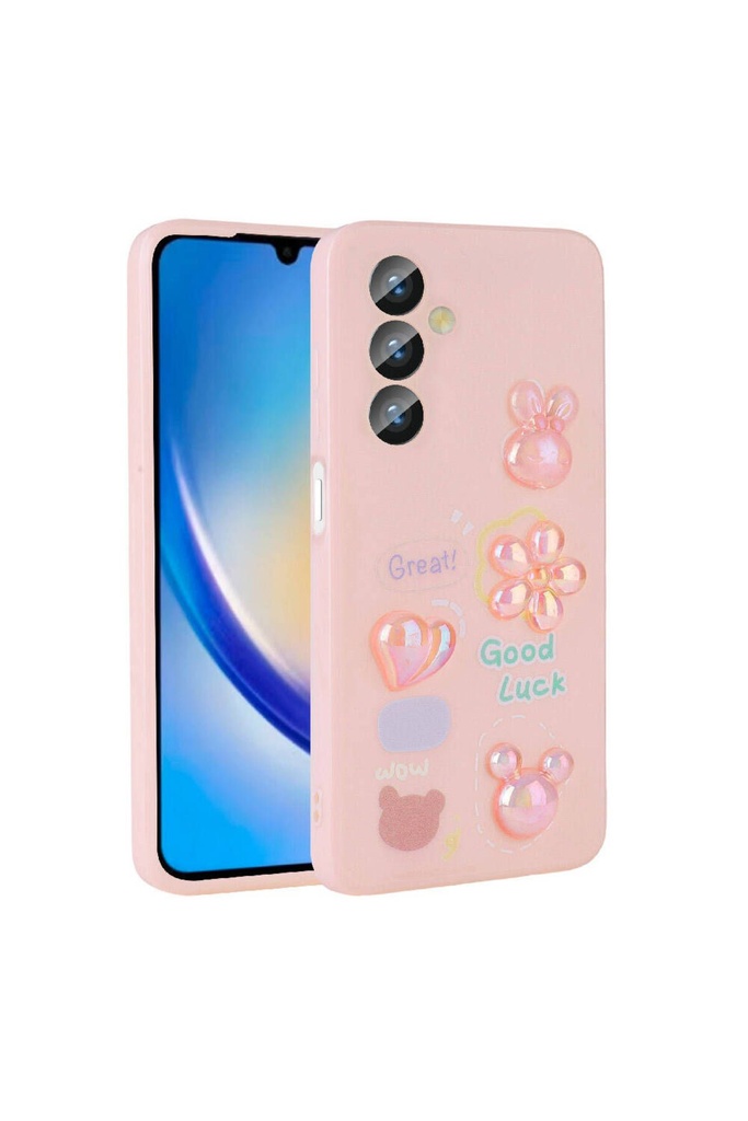 Samsung Galaxy A34 Uyumlu Kılıf Kabartma Figürlü Parlak Zore Toys Silikon Kapak
