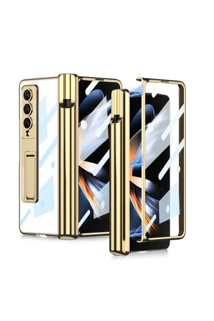 Samsung Galaxy Z Fold 4 Uyumlu Kılıf Zore Kıpta Standlı Kalem Bölmeli Kapak