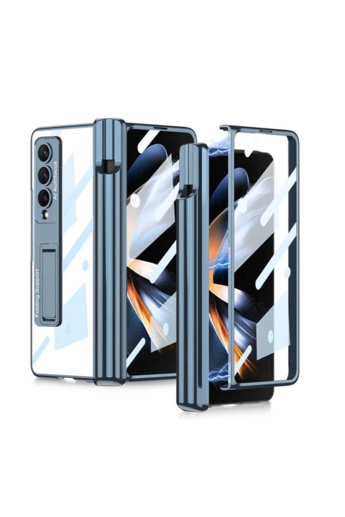 Samsung Galaxy Z Fold 4 Uyumlu Kılıf Zore Kıpta Standlı Kalem Bölmeli Kapak