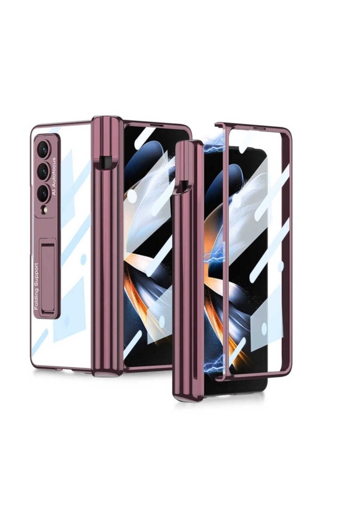 Samsung Galaxy Z Fold 4 Uyumlu Kılıf Zore Kıpta Standlı Kalem Bölmeli Kapak