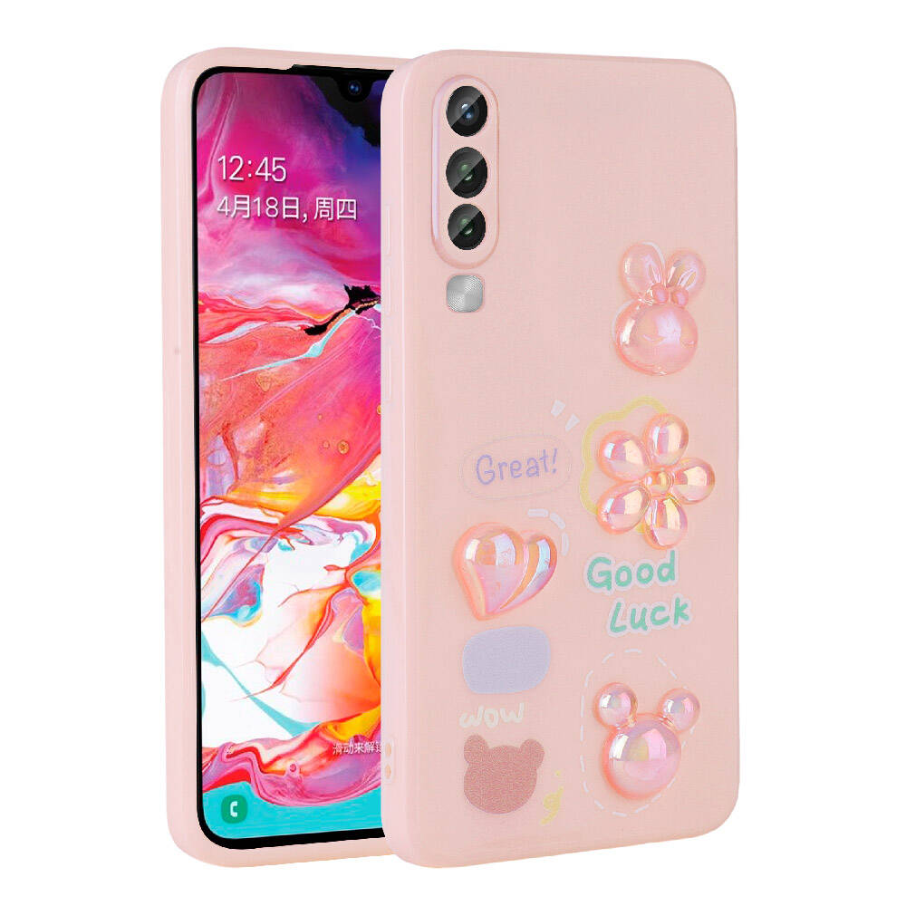 Samsung Galaxy A50 Uyumlu Kılıf Kabartma Figürlü Parlak Zore Toys Silikon Kapak