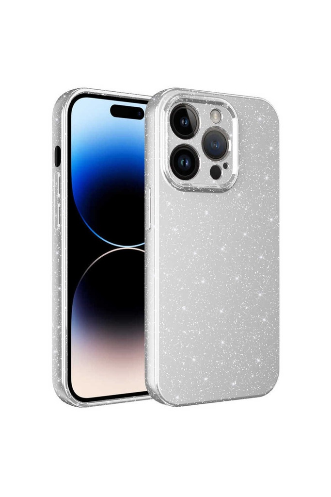 Apple iPhone 14 Pro Uyumlu Kılıf Kamera Korumalı Simli Lüks Zore Koton Kapak
