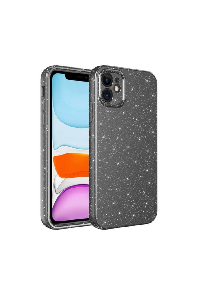 Apple iPhone 12 Uyumlu Kılıf Kamera Korumalı Simli Lüks Zore Koton Kapak