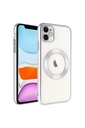 Apple iPhone 11 Uyumlu Kılıf Wireless Şarj Özellikli Sert PC Zore Riksos M-safe Kapak