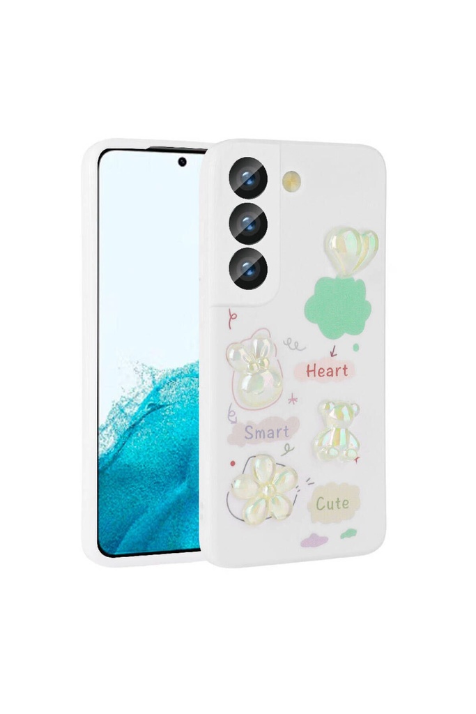 Samsung Galaxy S21 FE Uyumlu Kılıf Kabartma Figürlü Parlak Zore Toys Silikon Kapak