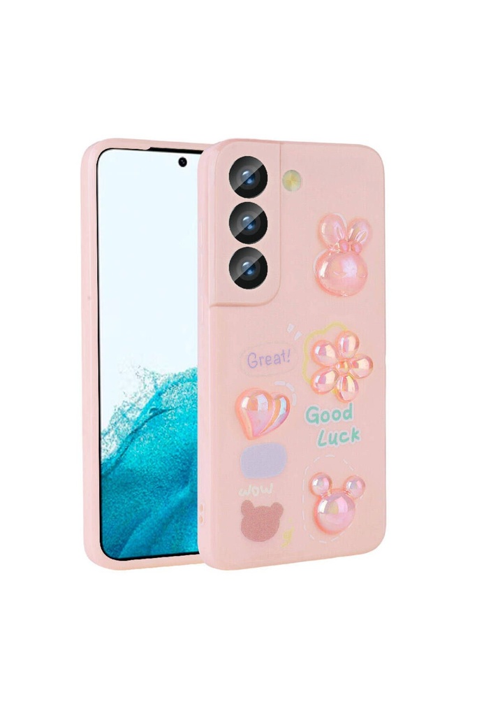 Samsung Galaxy S21 FE Uyumlu Kılıf Kabartma Figürlü Parlak Zore Toys Silikon Kapak