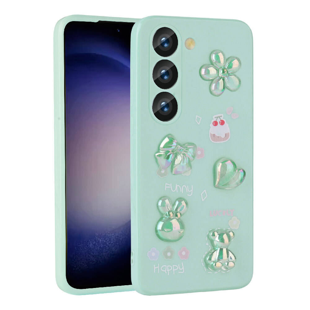 Samsung Galaxy S23 Uyumlu Kılıf Kabartma Figürlü Parlak Zore Toys Silikon Kapak