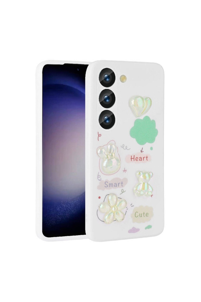 Samsung Galaxy S23 Uyumlu Kılıf Kabartma Figürlü Parlak Zore Toys Silikon Kapak