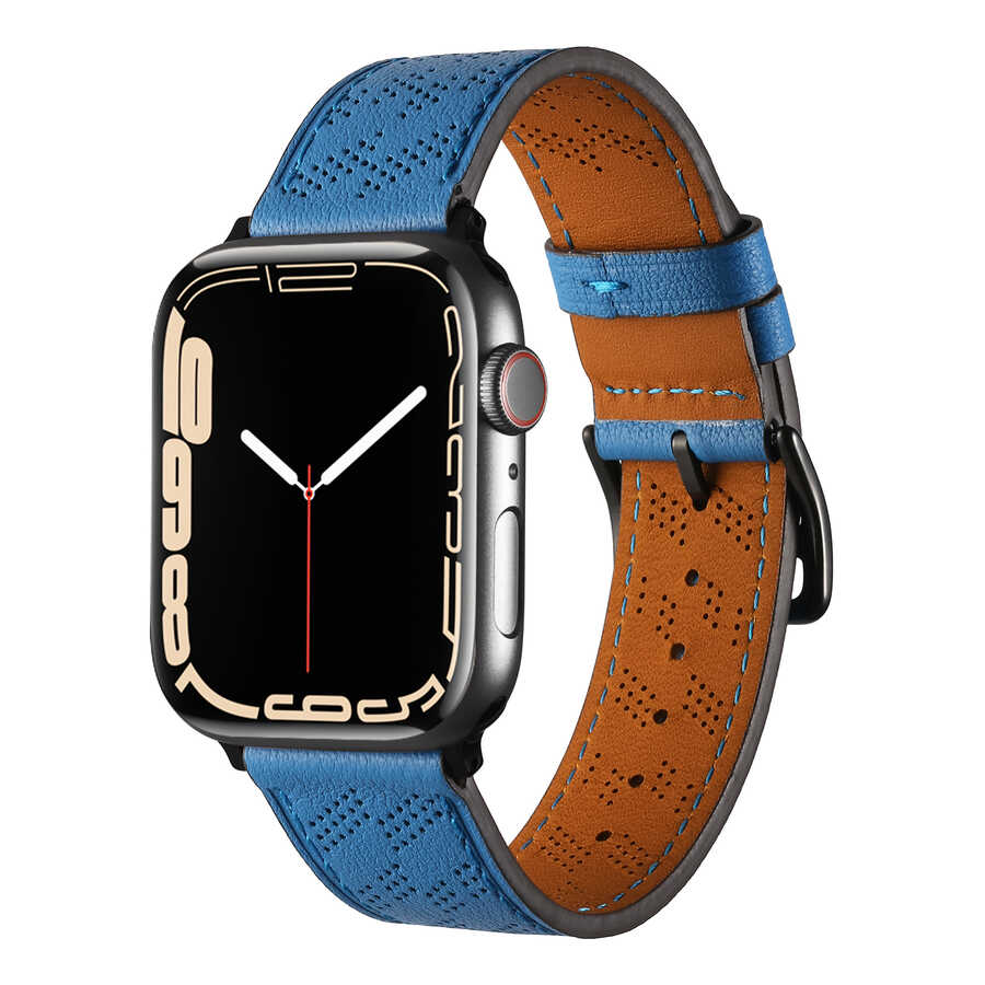 ​​​Apple Watch 7 41mm Uyumlu Kordon Deri Şık Tasarımlı Luxury Strap KRD-76 Kayış