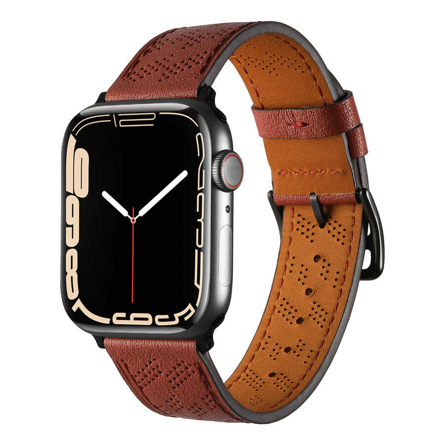 ​​​Apple Watch 42mm Uyumlu Kordon Deri Şık Tasarımlı Luxury Strap KRD-76 Kayış