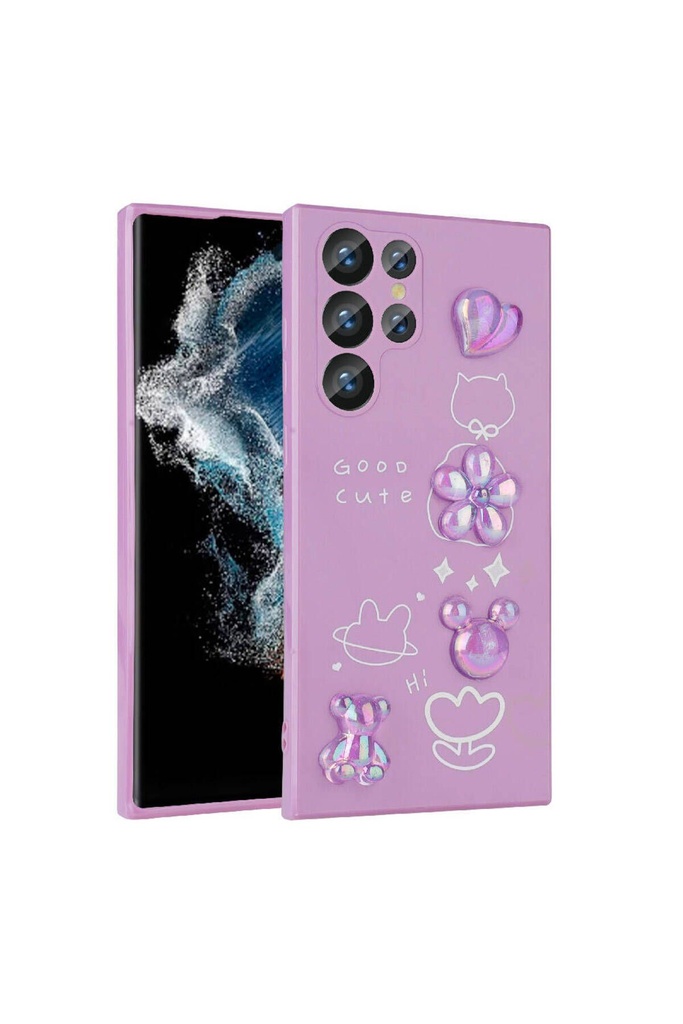 Samsung Galaxy S23 Ultra Uyumlu Kılıf Kabartma Figürlü Parlak Zore Toys Silikon Kapak