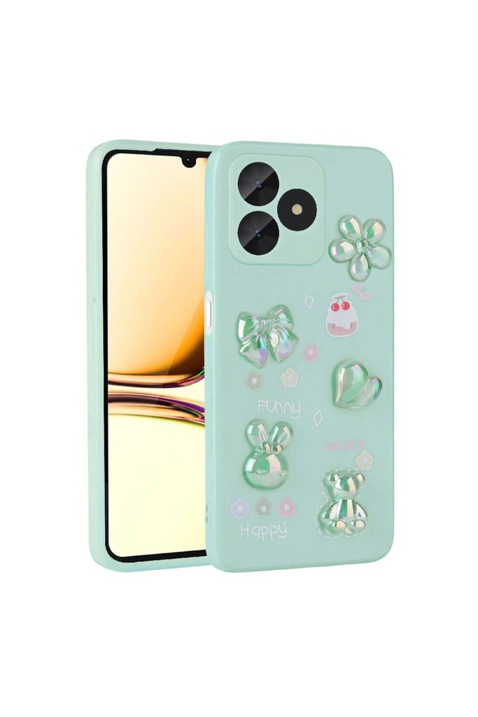 Realme C53 Uyumlu Kılıf Kabartma Figürlü Parlak Zore Toys Silikon Kapak