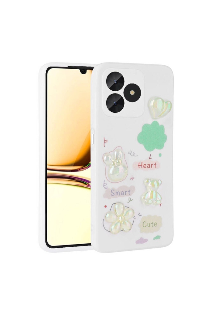 Realme C53 Uyumlu Kılıf Kabartma Figürlü Parlak Zore Toys Silikon Kapak