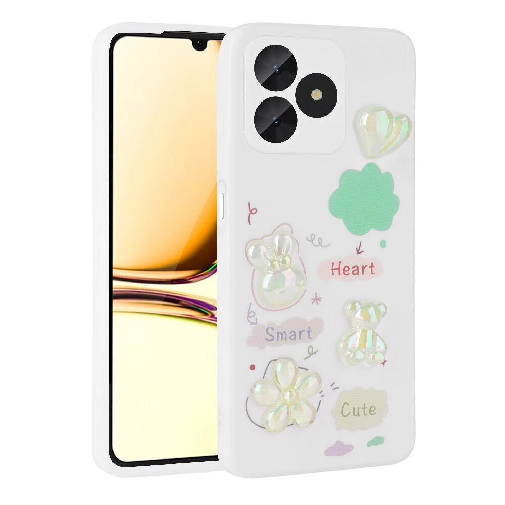 Realme C53 Uyumlu Kılıf Kabartma Figürlü Parlak Zore Toys Silikon Kapak