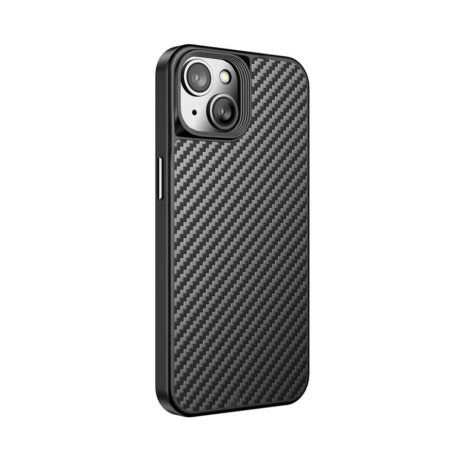 Apple iPhone 14 Plus Uyumlu Kılıf Aramid Karbon Fiber M-safe Özellikli Wlons Radison Kapak
