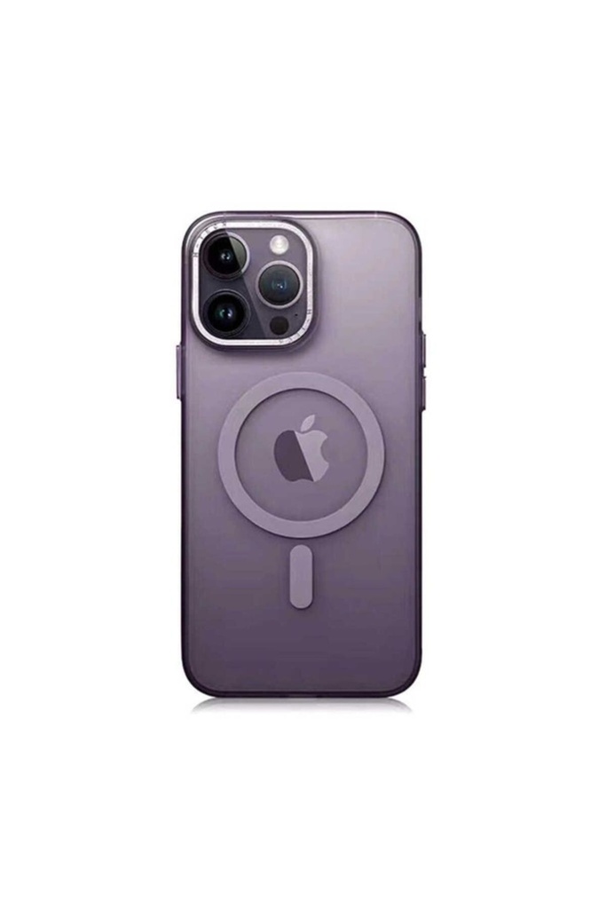 Apple iPhone 14 Pro Max Uyumlu Kılıf M-safe Şarj Özellikli Buzlu Sert PC Zore Tuval Kapak