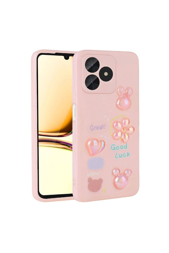 Realme C53 Uyumlu Kılıf Kabartma Figürlü Parlak Zore Toys Silikon Kapak