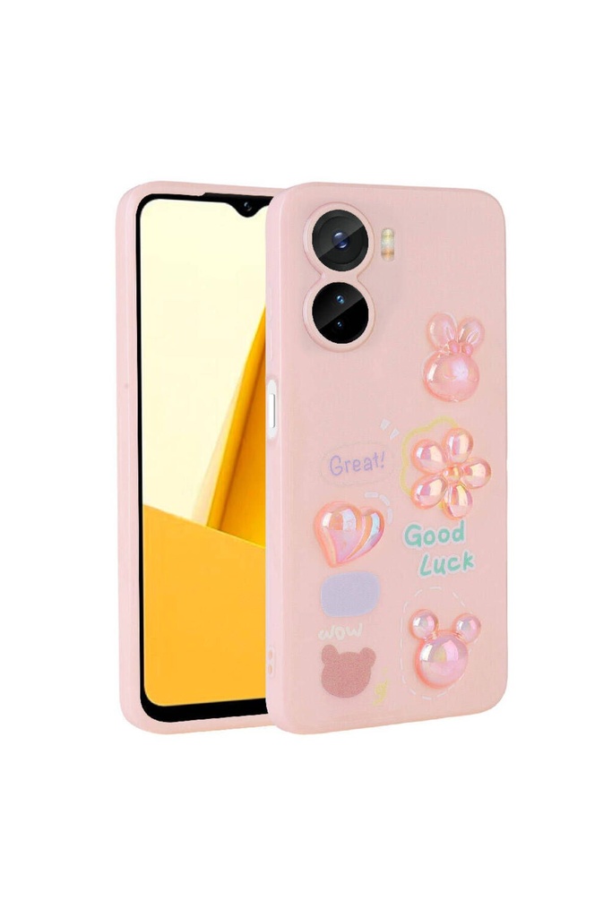 Vivo Y16 Uyumlu Kılıf Kabartma Figürlü Parlak Zore Toys Silikon Kapak