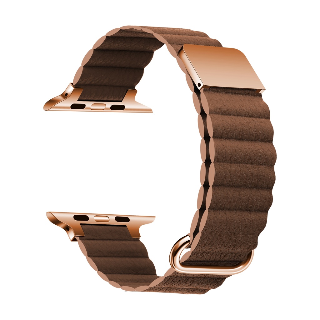 ​​​Apple Watch 38mm Uyumlu Kordon PU Deri Bakla Tasarımlı Mıknatıslı KRD-78 Kayış