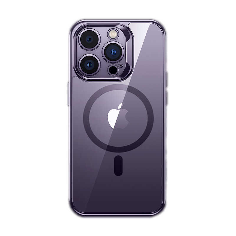 Apple iPhone 14 Pro Uyumlu Kılıf M-safe Şarj Özellikli Premium Cam Arka Yüzey Benks Electroplated Kapak