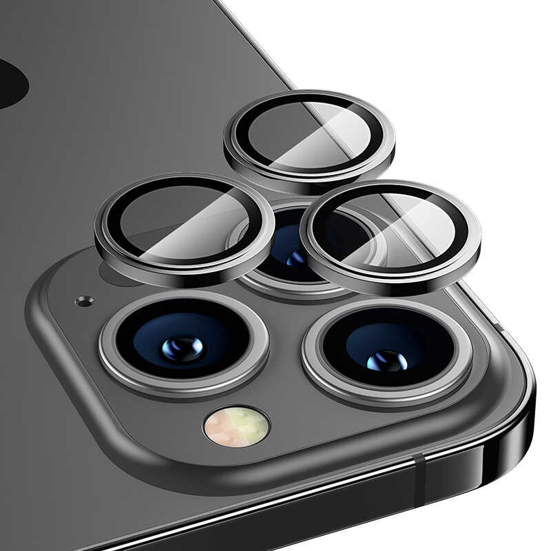 [RNZ-TA83004] Apple iPhone 13 Pro Uyumlu Benks King Kong Kamera Lens Koruyucu (Siyah)