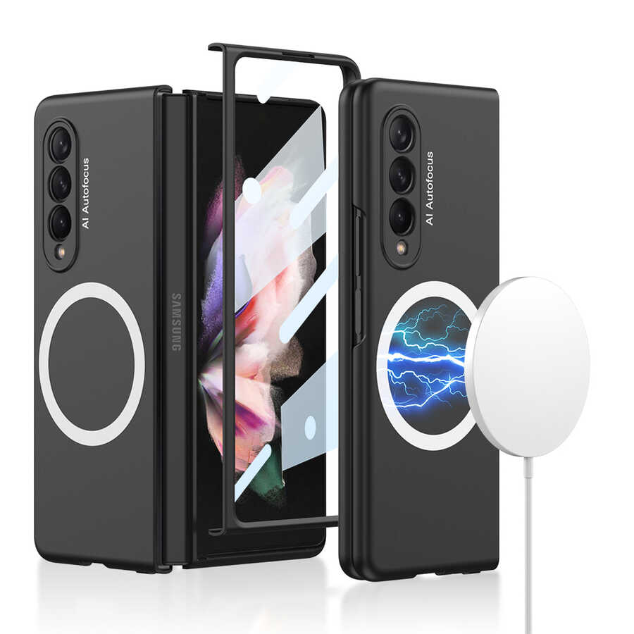 [RNZ-TA83129] Samsung Galaxy Z Fold 3 Uyumlu Kılıf Wireless Şarj Özellikli Zore Kıpta M-safe Kapak