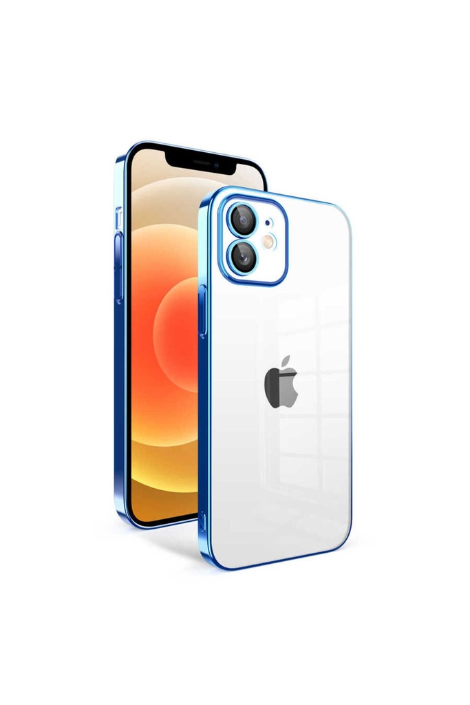 Apple iPhone 12 Uyumlu Kılıf Kamera Korumalı Renkli Çerçeveli Zore Garaj Kapak