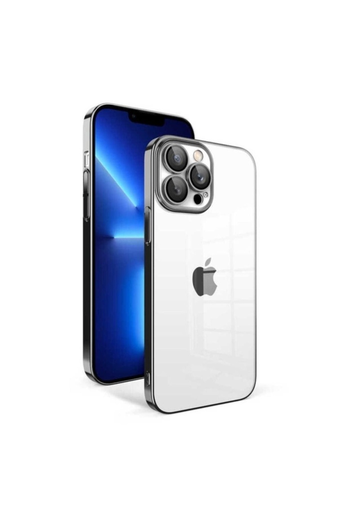[RNZ-TA83248] Apple iPhone 12 Pro Uyumlu Kılıf Kamera Korumalı Renkli Çerçeveli Zore Garaj Kapak (Siyah)