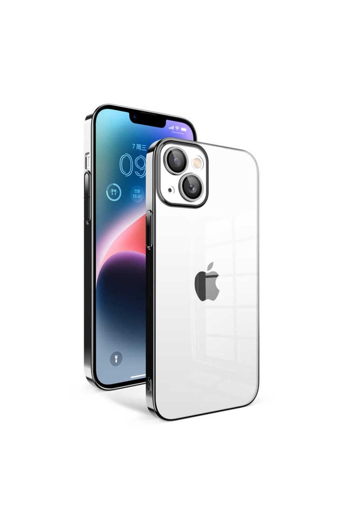 [RNZ-TA83284] Apple iPhone 14 Plus Uyumlu Kılıf Kamera Korumalı Renkli Çerçeveli Zore Garaj Kapak (Siyah)