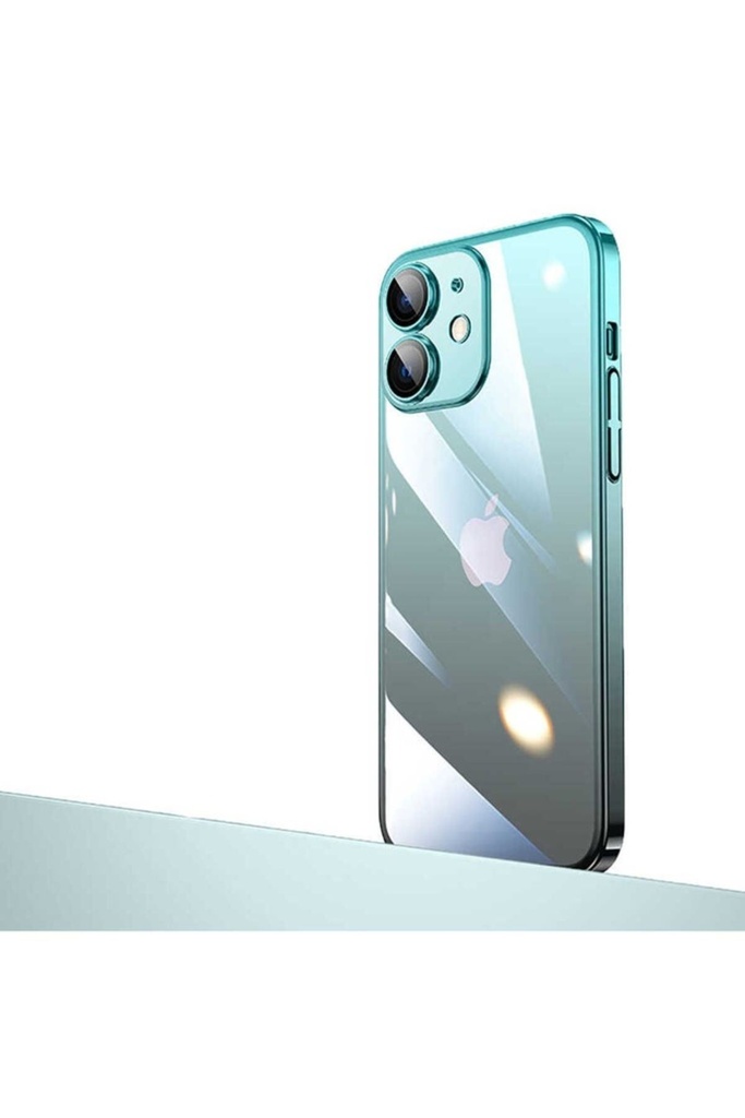 [RNZ-TA83371] Apple iPhone 12 Uyumlu Kılıf Parlak Renk Geçişli Kamera Korumalı Zore Senkron Kapak (Mavi-Siyah)