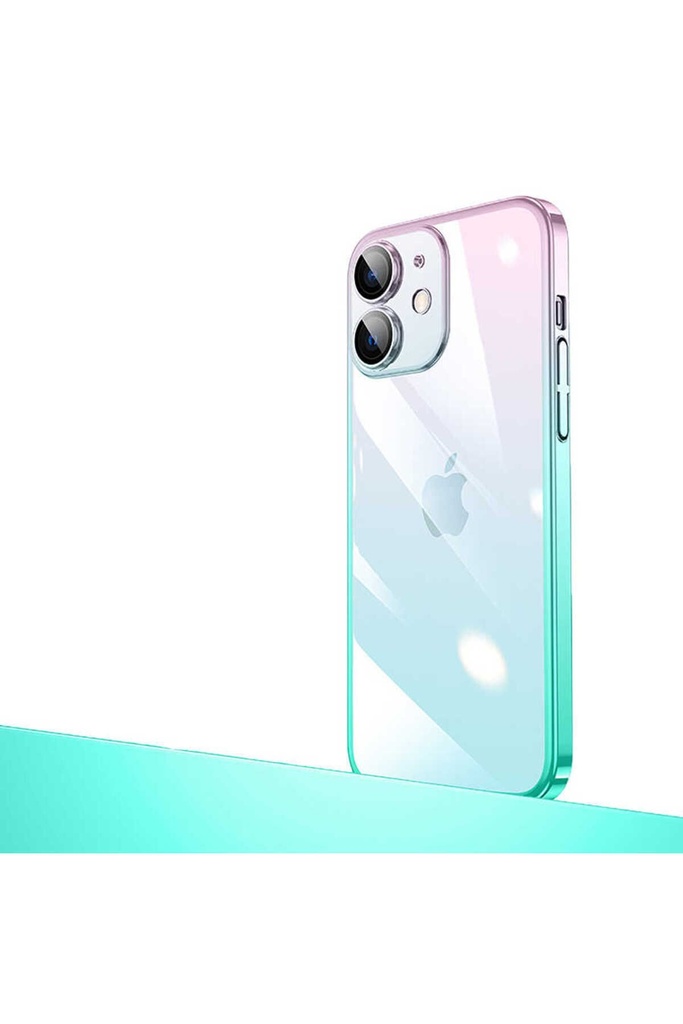 Apple iPhone 12 Uyumlu Kılıf Parlak Renk Geçişli Kamera Korumalı Zore Senkron Kapak