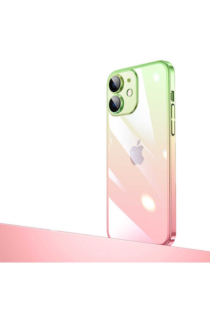 Apple iPhone 12 Uyumlu Kılıf Parlak Renk Geçişli Kamera Korumalı Zore Senkron Kapak