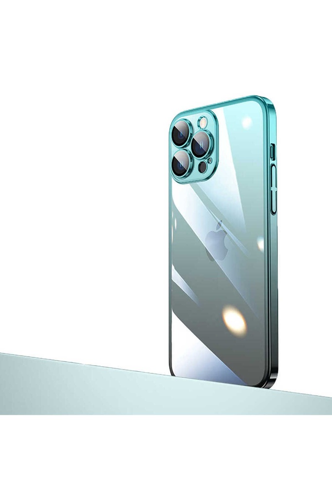 [RNZ-TA83407] Apple iPhone 14 Pro Max Uyumlu Kılıf Parlak Renk Geçişli Kamera Korumalı Zore Senkron Kapak (Mavi-Siyah)