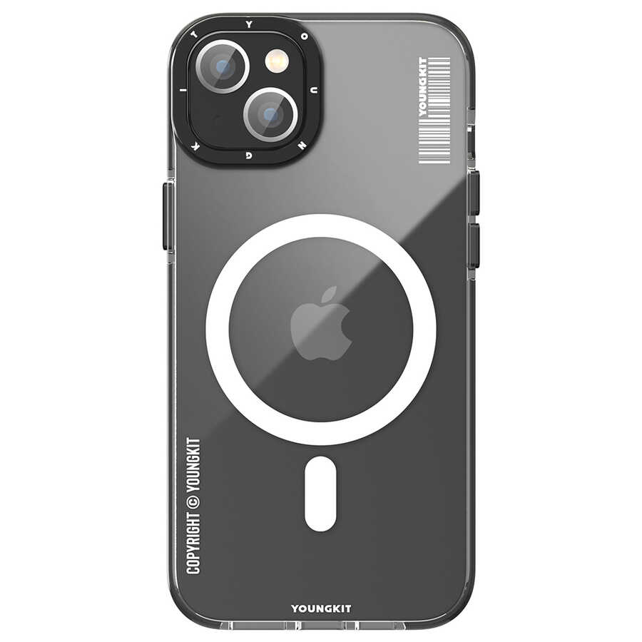 [RNZ-TA83440] Apple iPhone 14 Plus Uyumlu Kılıf M-safe Şarj Özellikli YoungKit Exquisite Serisi Kapak (Siyah)