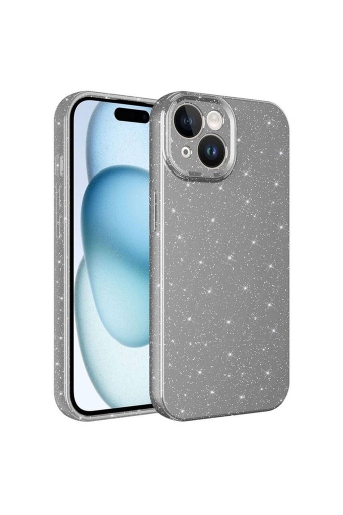 Apple iPhone 15 Uyumlu Kılıf Kamera Korumalı Simli Lüks Zore Koton Kapak